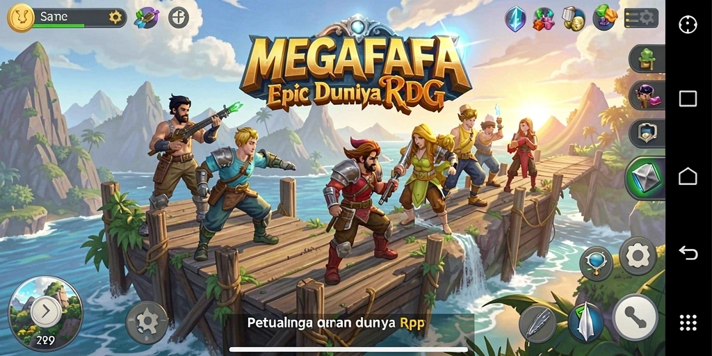 Screenshot menunjukkan aksi mendebarkan di dalam MEGAFAFA dengan karakter bertarung melawan monster.