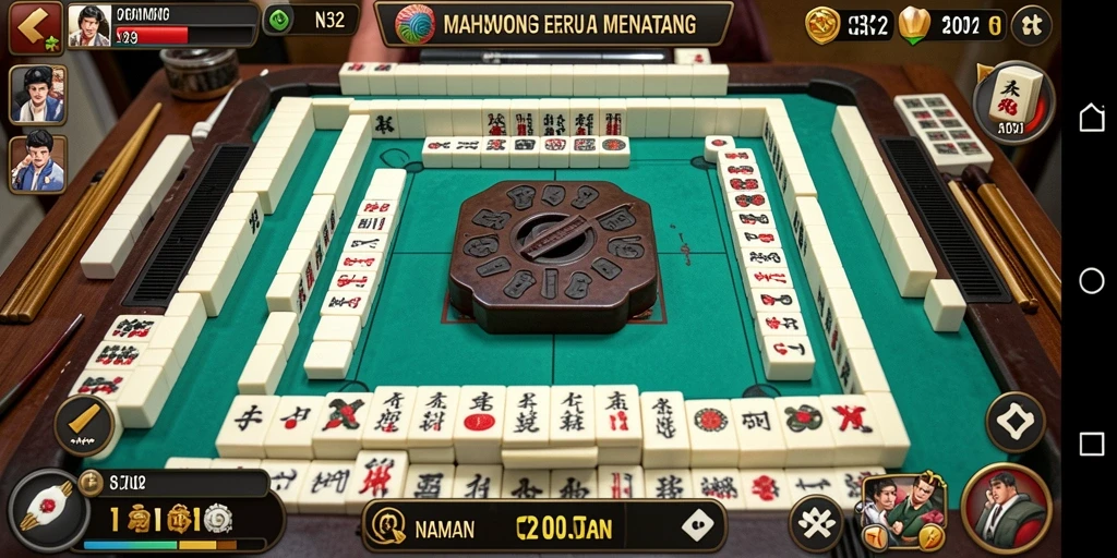 Screenshot gameplay N32 menampilkan tumpukan ubin Mahjong yang berwarna-warni.