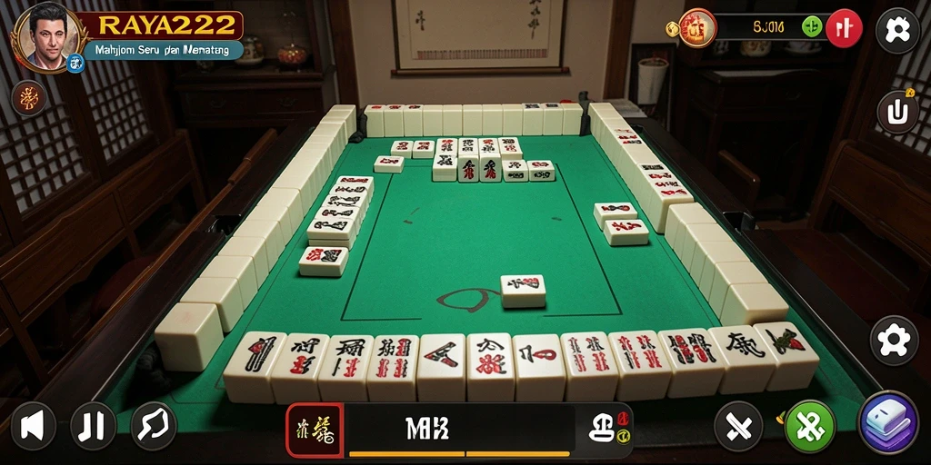 Tampilan gameplay RAYA22 yang mendebarkan dalam permainan Mahjong.
