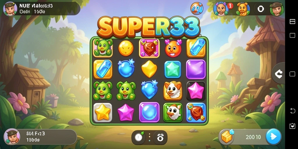 Tampilkan gameplay seru dari SUPER33 dengan grafis colorful.